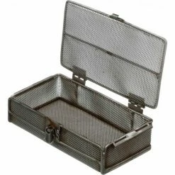 Best Pirce ❤️ Marlin Steel Mesh Basket with Lid Stainless Steel 10-1/4"L x 5-5/8"W x 2-1/2"H Price Each for Qty 5+ 🧨