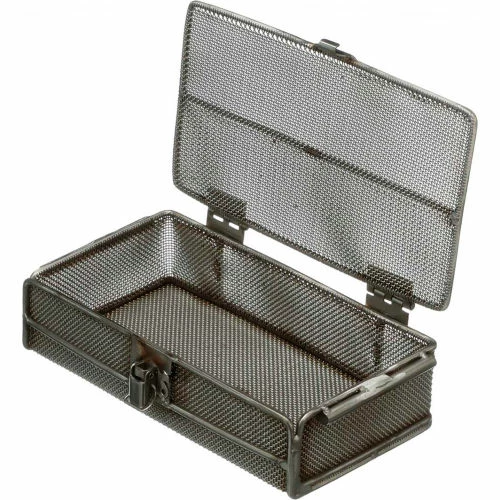 Wholesale ๐ Marlin Steel Mesh Basket w/ Lid Stainless Steel 10-1/4"L x 5-5/8"W x 2-1/2"H, Price Each for Qty 1-4 ๐